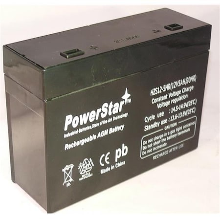 Powerstar PowerStar HZS12-5-14 12V; 5Amp Battery For Ps1251Fp Sealed Lead Acid Battery HZS12-5-14